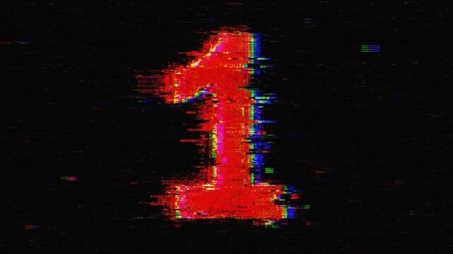 Countdown timer with a retro-futuristic neon style and vintage glitch effect featuring a stopwatch