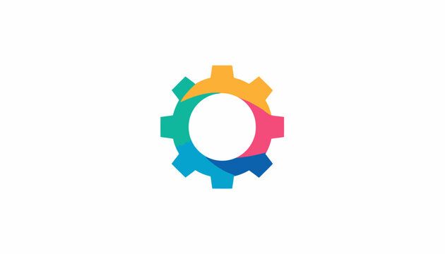 Colorful multi-segmented gear icon for business process