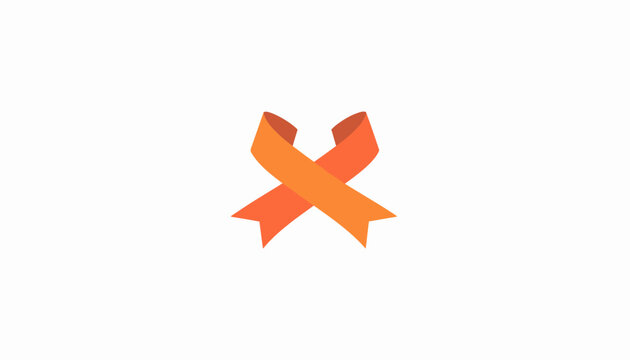 Orange awareness ribbon icon isolated on white background.