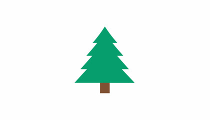 Fototapeta premium Simple green pine tree silhouette icon isolated on white.