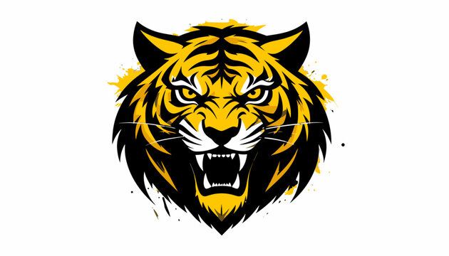 Stylized tiger head logo with yellow glow effect.