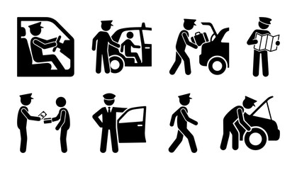 Police Officer Icons PNG traffic control car inspection, transparent background © Pnghub10