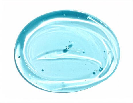 Blue Cosmetic Gel Blob with Bubbles on White Background