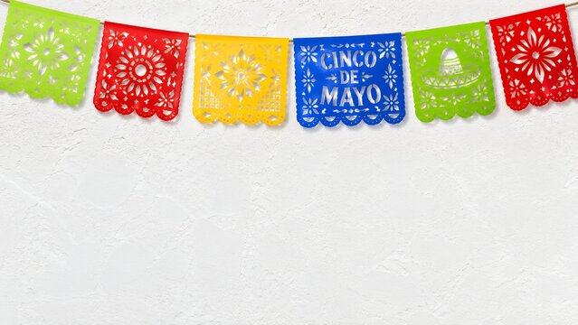 Festive papel picado banner menu copy space background with paper cut social media blank space negative spa