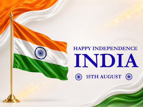 India National Day August 15 background. 79th anniversary India Background. Flag of India flying illustration