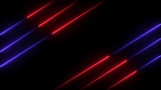 Abstract blue and red lights animated on a black background. abstraction neon Lines moving. Motion Graphic concept. animation