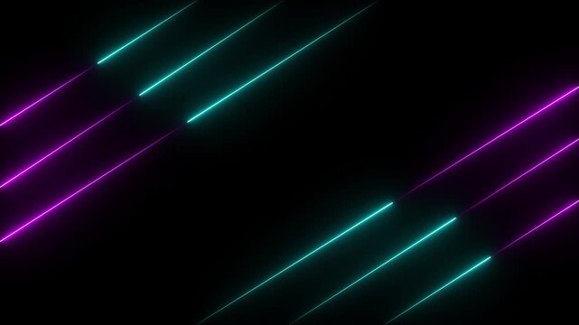 Abstract cyan and pink lights animated on a black background. abstraction neon Lines moving. Motion Graphic concept. animation