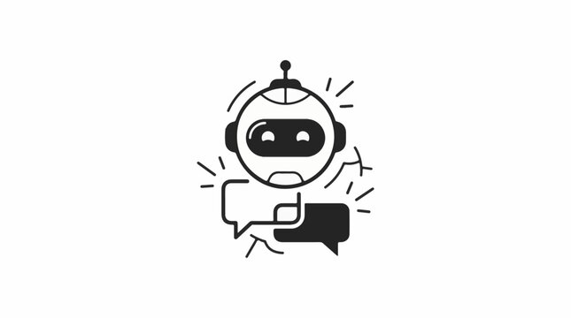 Friendly robot head with communication bubbles digital interaction