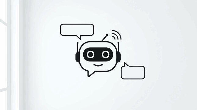 Chatbot head with speech bubbles and Wi-Fi symbol