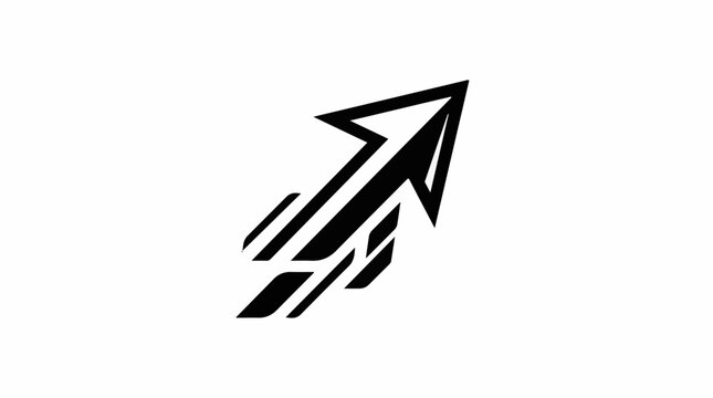 Abstract black arrow symbol pointing upwards angled right