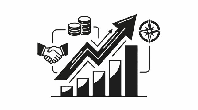 Growing business success with money partnership and direction