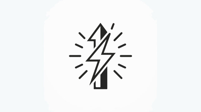 Simple icon of a lightning bolt striking a battery