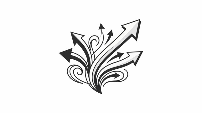 Abstract graphic of multiple arrows diverging from a central point