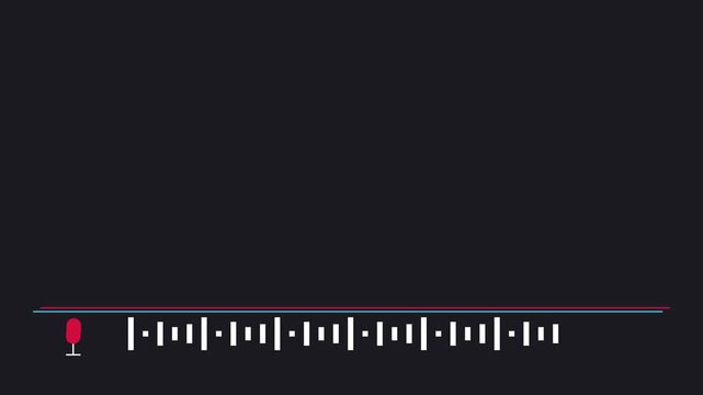 Animated audio waveform with microphone minimalist sound visualization for podcast and voice recording projects animation 4k