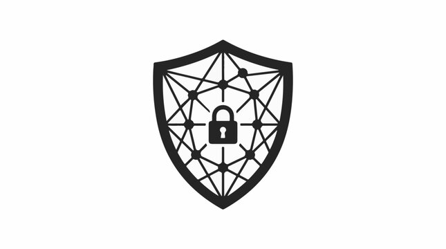 Secure network shield with lock icon
