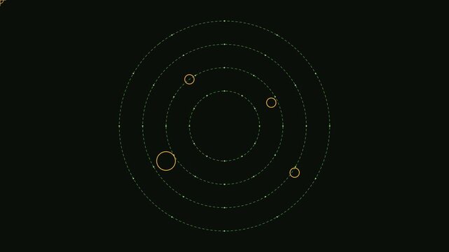 Digital radar interface hud animation with rotating scanning circles and data points for futuristic technology and surveillance systems 4k
