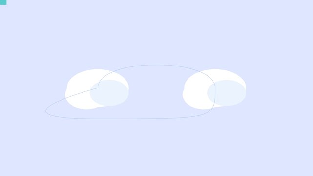 Minimalist 2 d animated cloud floating on soft blue animation 4k background, weather