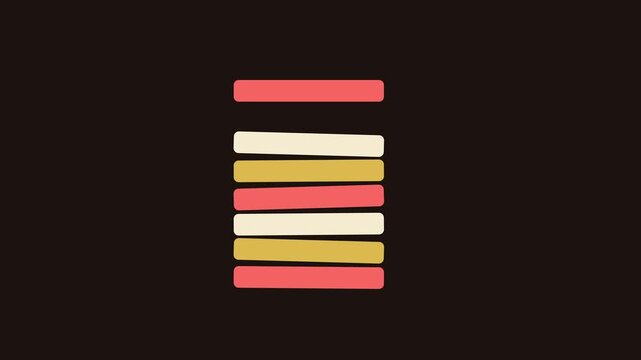 Minimalist abstract motion with colorful floating bars and dynamic stacking animation 4k