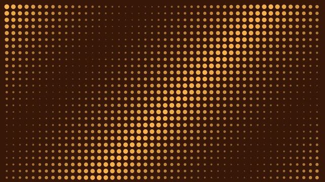 Golden halftone dot pattern motion background, abstract pulsing circle grid animation 4k dots