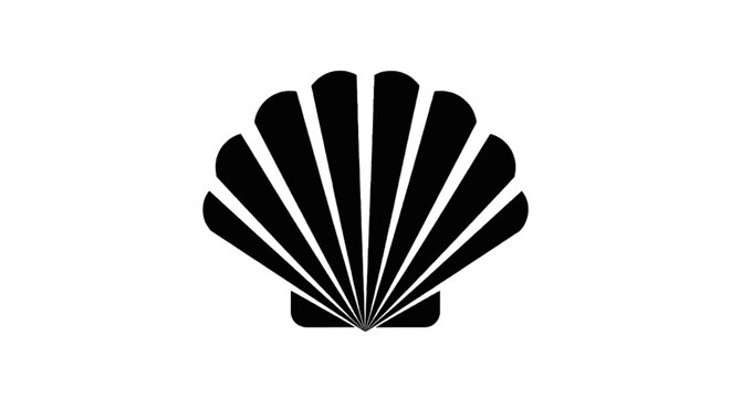 Vector illustration of black silhouette of a seashell icon on a transparent background