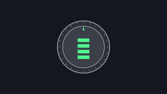 Minimalist circular loading progress bar animation with rotating indicator and green status bars for ui 4k