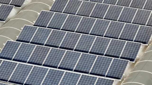Aerial View of Utility Scale Battery Energy Storage System. Clean and renewable energy, solar energy.
