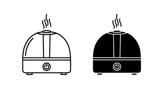 Vector illustration of humidifier icon set, air diffuser or vaporizer, vector illustration on a transparent background