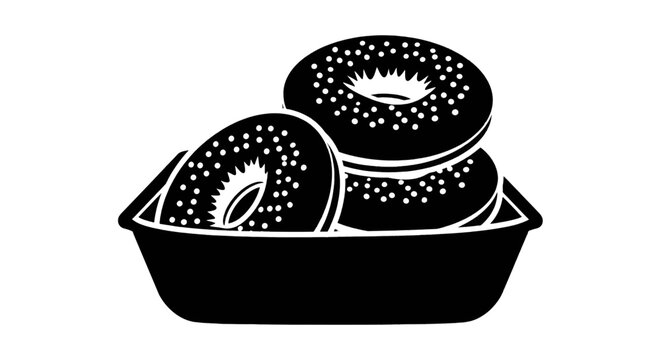Vector illustration of fresh bagels in a container, vector illustration on a transparent background