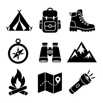 Camping and Hiking Icon Set