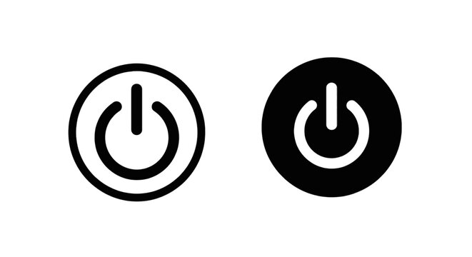 Vector illustration of power button icons set, flat design style on a transparent background