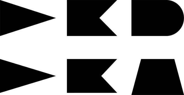 Black geometric shapes set with triangle trapezoid and letter form style flat design