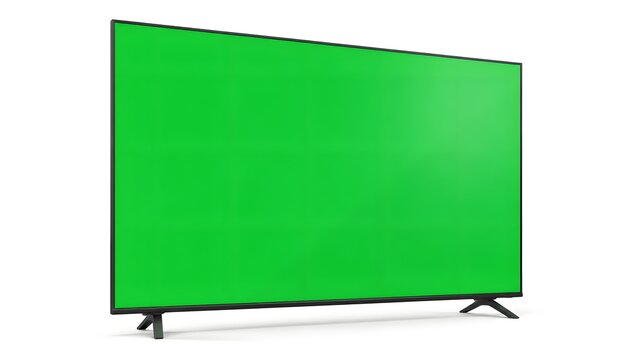 Green Screen Television Display on White Background