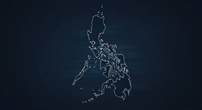 Digital Outline Map of the Philippines with Glowing Dots on Dark Textured Background