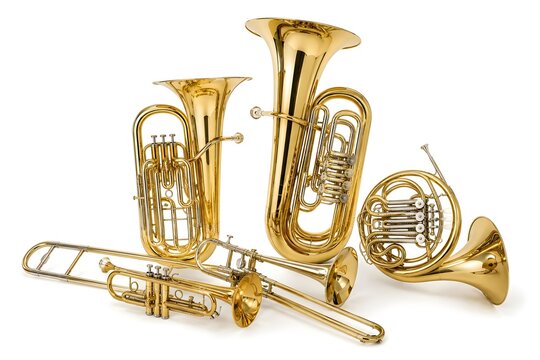Brass Instruments Isolated on White Background