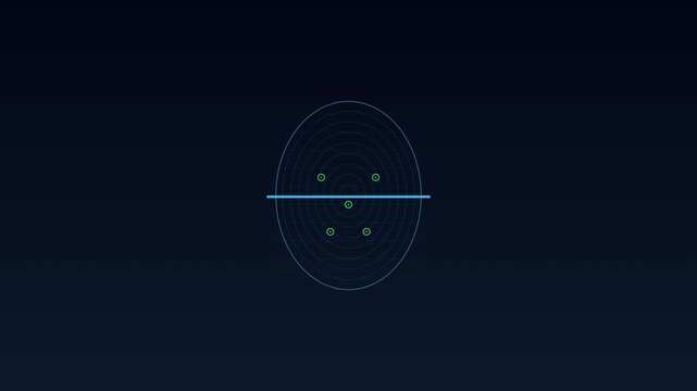 Biometric face recognition scan technology interface with digital hud overlay animation 4k facial scan