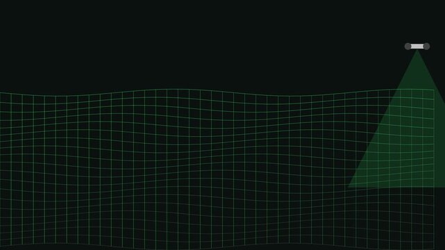Digital drone scanning grid: futuristic laser sensor mapping technology animation 4k