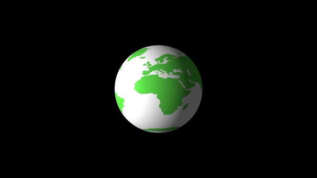 Rotating Green Earth Globe on Black Background 3D World Animation Concept