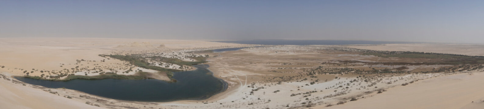 Panoramic view of Wadi El Rayan lake in the Egyptian desert