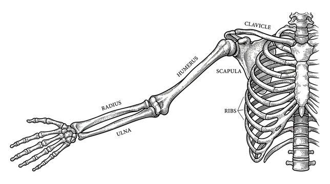 Human Arm Skeleton Anatomy Illustration