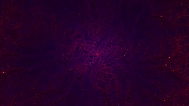 Abstract fractal motion background featuring dark purple and glowing orange vein structures.