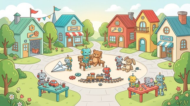 A Town Filled with Friendly Robots and Toys &ndash; Childhood Fun