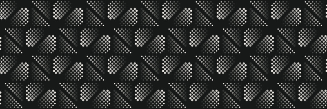 Pattern background geometric with seamless texture dot and immersive fade classy. Geometrical horizontal contemporary with black layered shape and abstract monotone gradient.