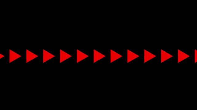 Red triangular arrows smoothly moving to the right in a continuous flow, ideal for navigation and UI visuals.