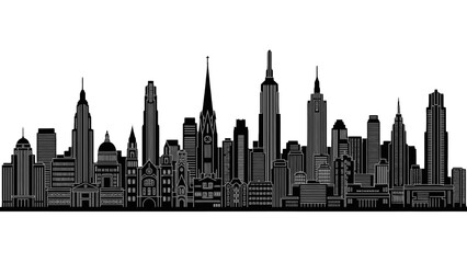 Fototapeta premium New York City skyline silhouette illustration.