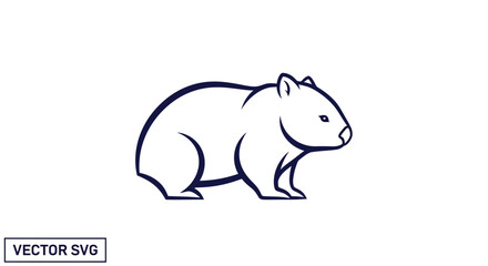 Fototapeta premium Wombat minimalist line art icon profile view