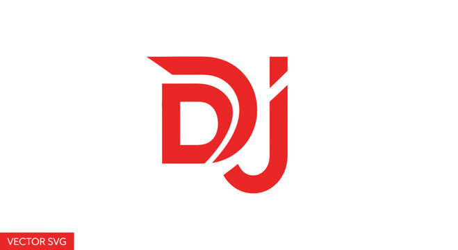 Red minimalist dj logo design for music or identity