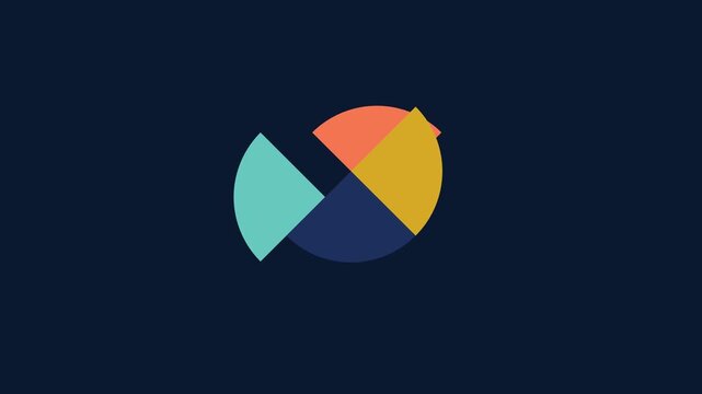 Animated colorful pie chart rotating for business data analysis and financial statistics presentation animation 4k