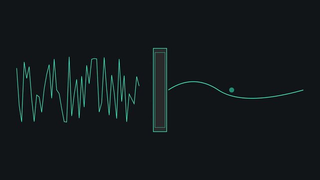Digital signal processing animation: audio waveform conversion and data transformation 4k