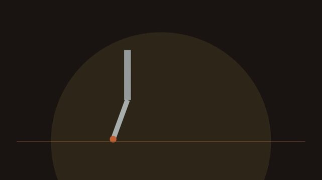 Minimalist abstract animation of a swinging pendulum and rotating circle on dark 4k background motion