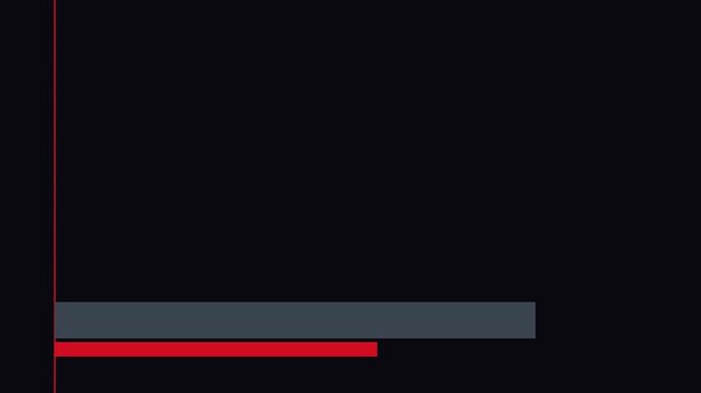 Minimalist lower third animation with red and grey bars on dark 4k background, motion broadcast overlay